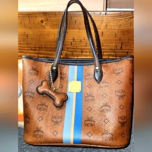 MCM Visetos Small Tote With Bone- Limited Edition